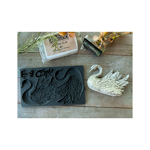 Texas In-Laws IOD Swans Decor Mould 6"x10" by Iron Orchid Designs