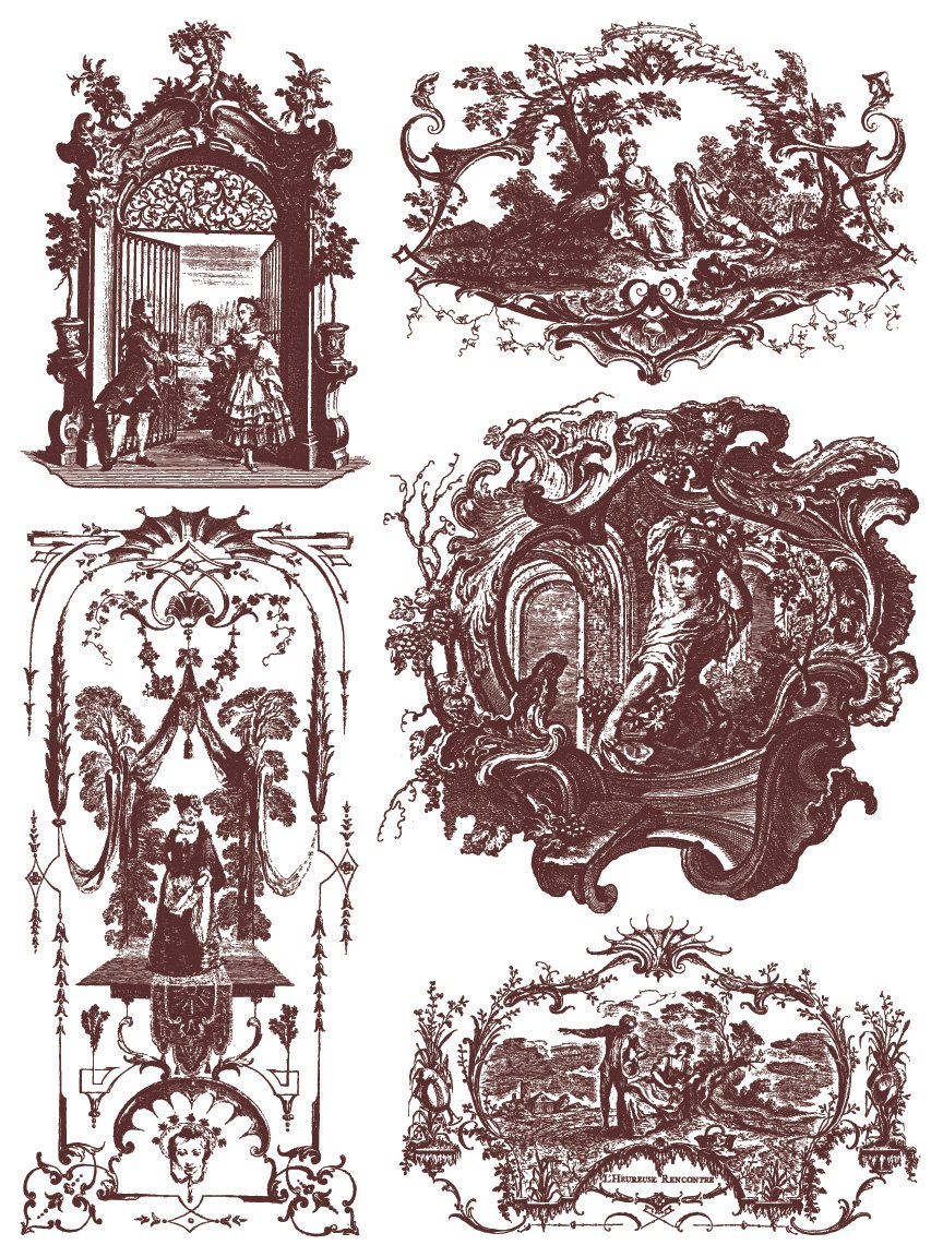 Texas In-Laws IOD HAMEAU DE LA REINE PAINT INLAY 12×16 (8 SHEET) PAD BY IRON ORCHID DESIGNS