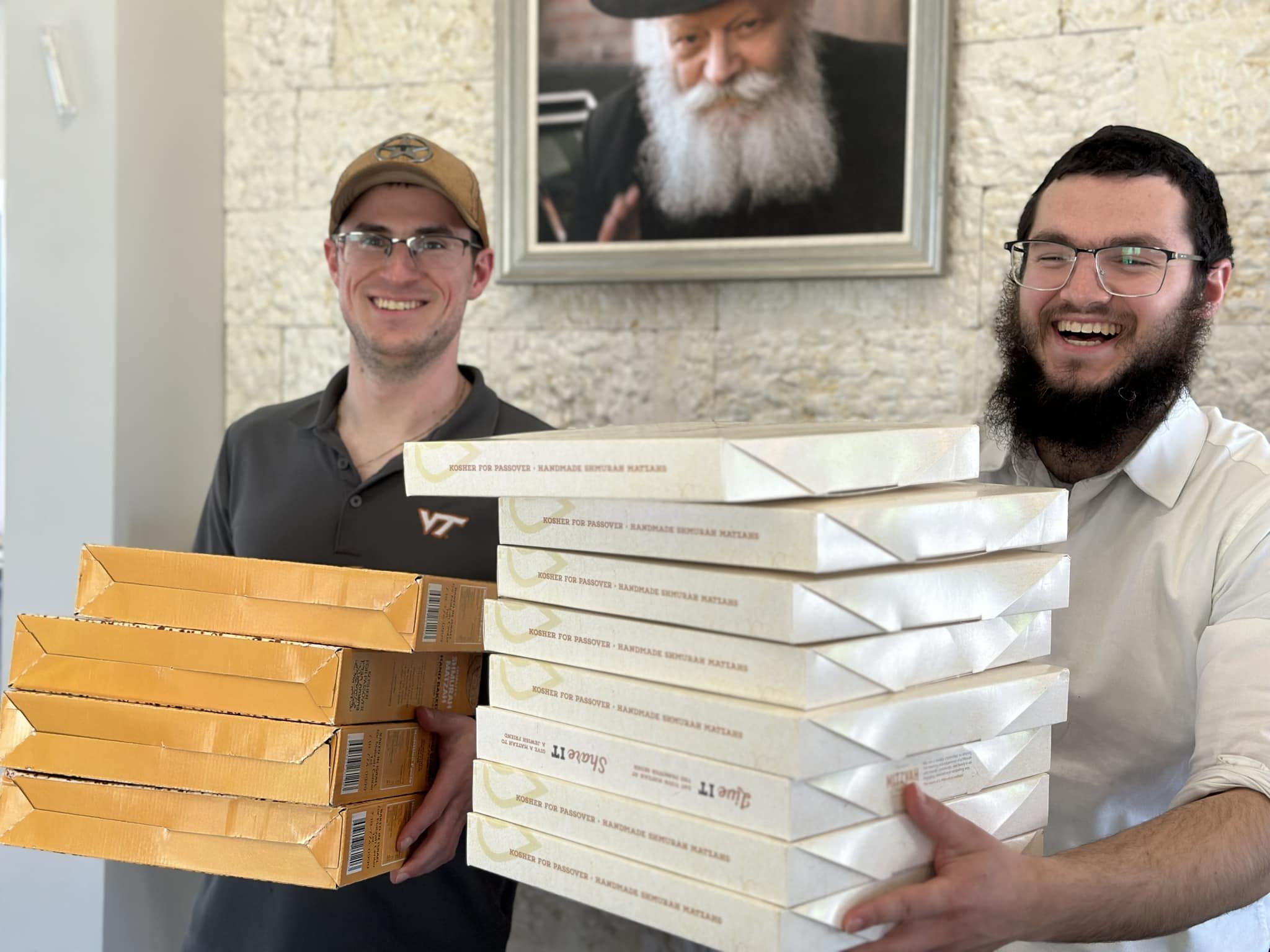 Yakov and Zac are in town!
They will be going around the greater Pensacola area giving out special handmade Matza for those celebrating Passover at home. 
If you know someone who would appreciate a Passover Matza gift, DM me.

PS 
Come meet them on S