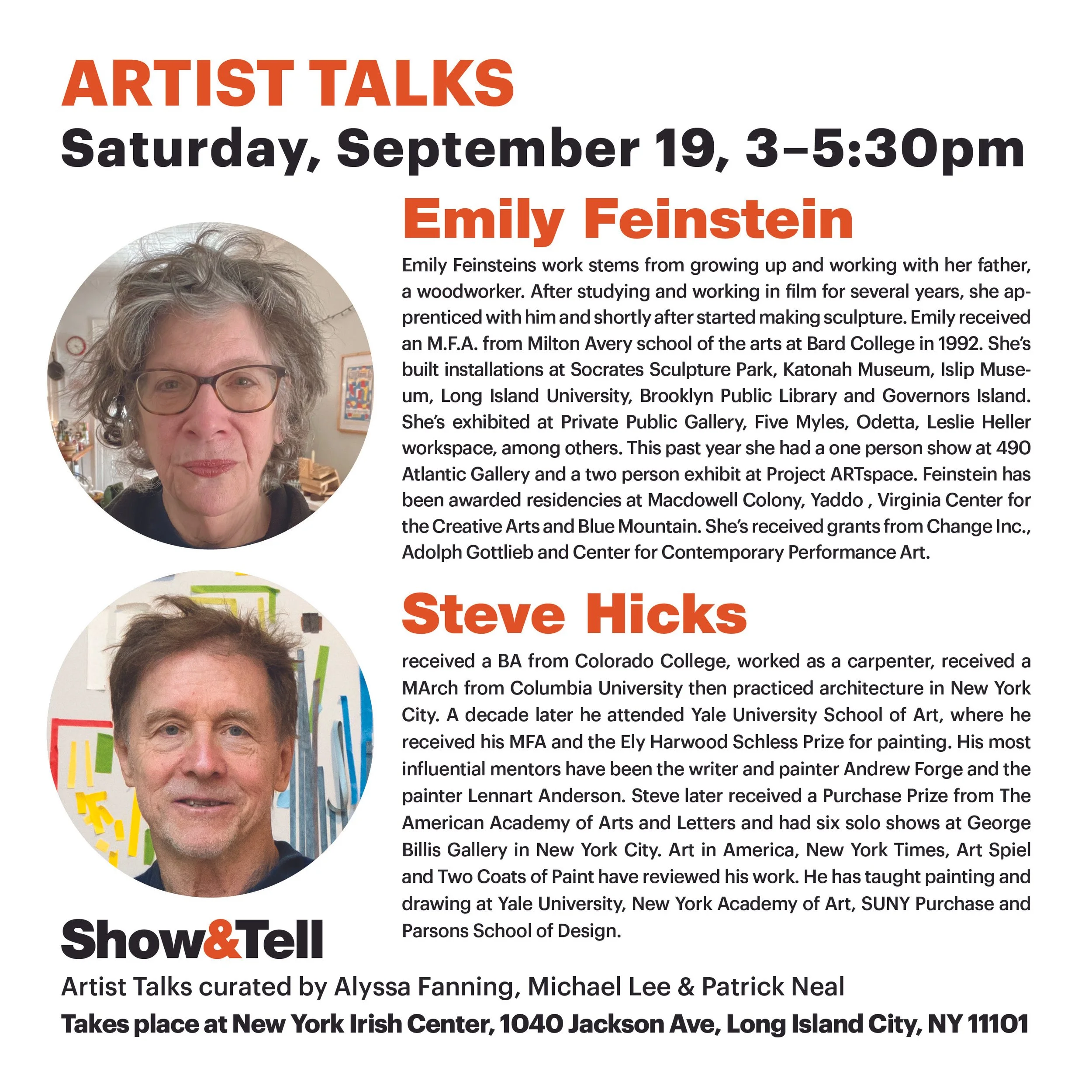 Show&amp;Tell Art Talks: Emily Feinstein and Steve Hicks