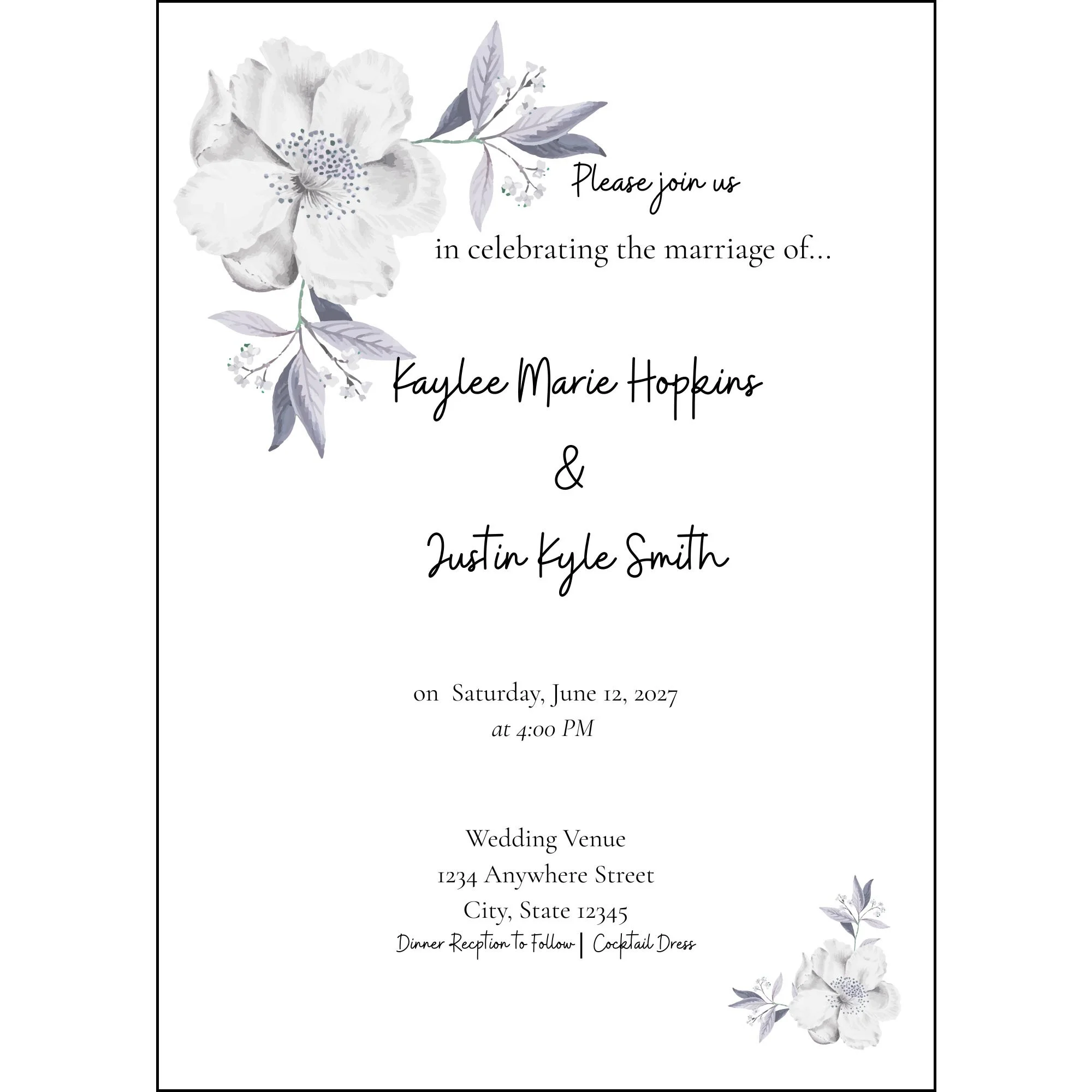 Wedding Invitation - Wild Rose