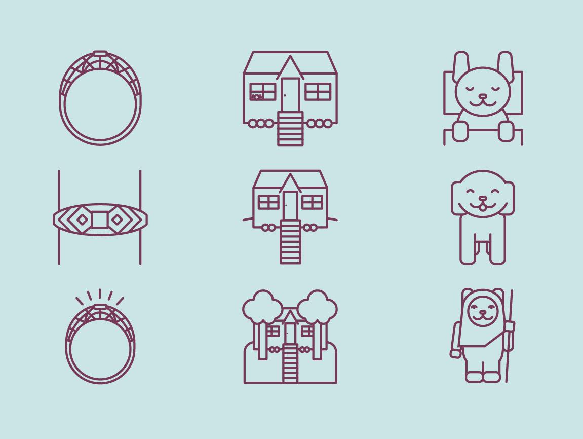  These are iterations of the same three icons. 