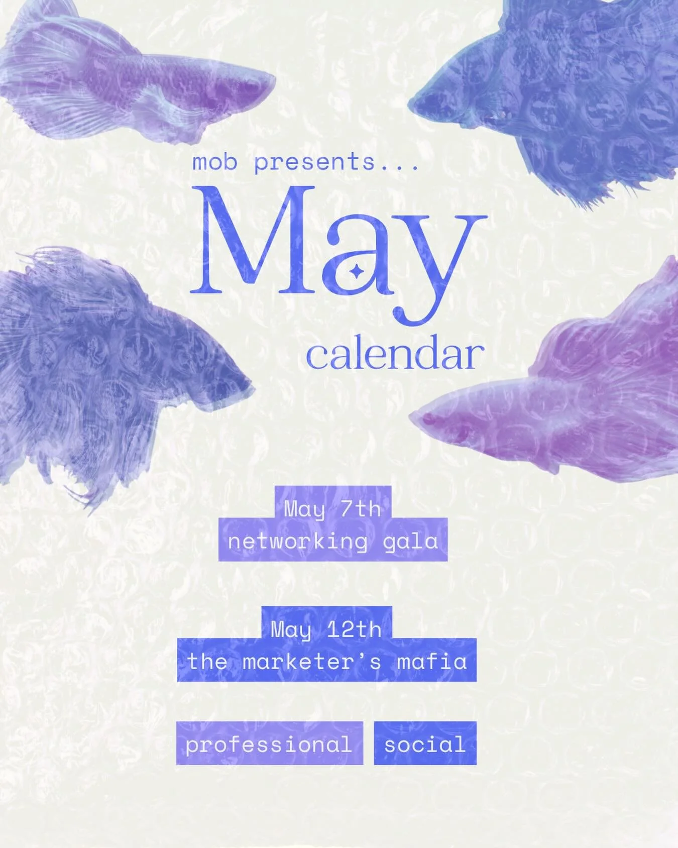 🪸MAY CALENDAR🪸
Join us for our last events of the semester! Stay tuned for upcoming event details! 🌟

Marketers of Baruch I Spring 26
Follow us on Instagram &amp; TikTok @baruchmob
Check out our website at marketersofbaruch.com
#JointheMOB #market