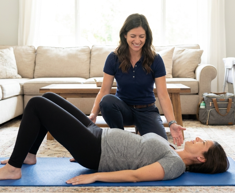 Patient working with a provider at a pelvic health and home visit physical therapy clinic in Mt. Juliet, TN