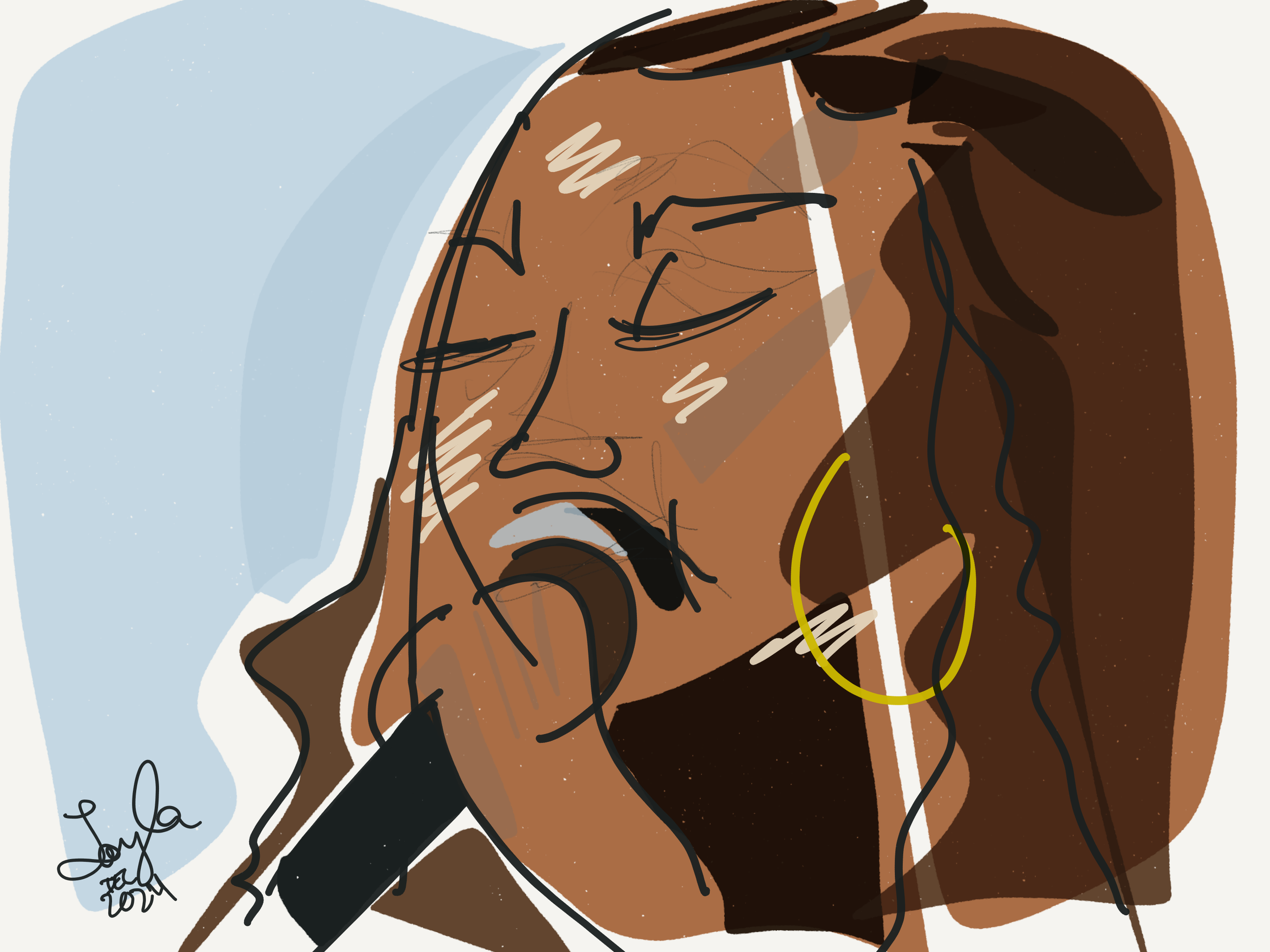 Wordsmith, hoop earring (Live Sketch)