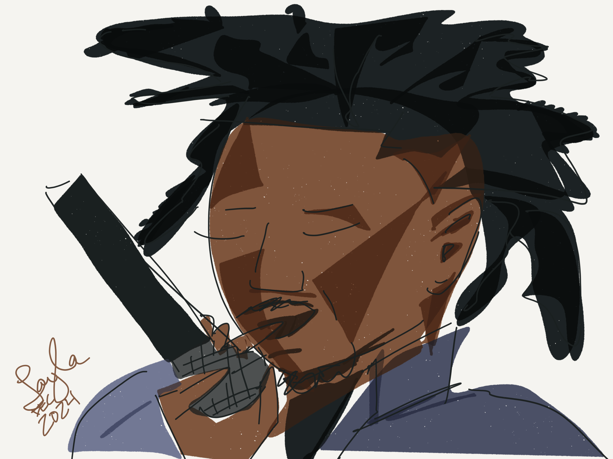 Poet, locs (Live Sketch)