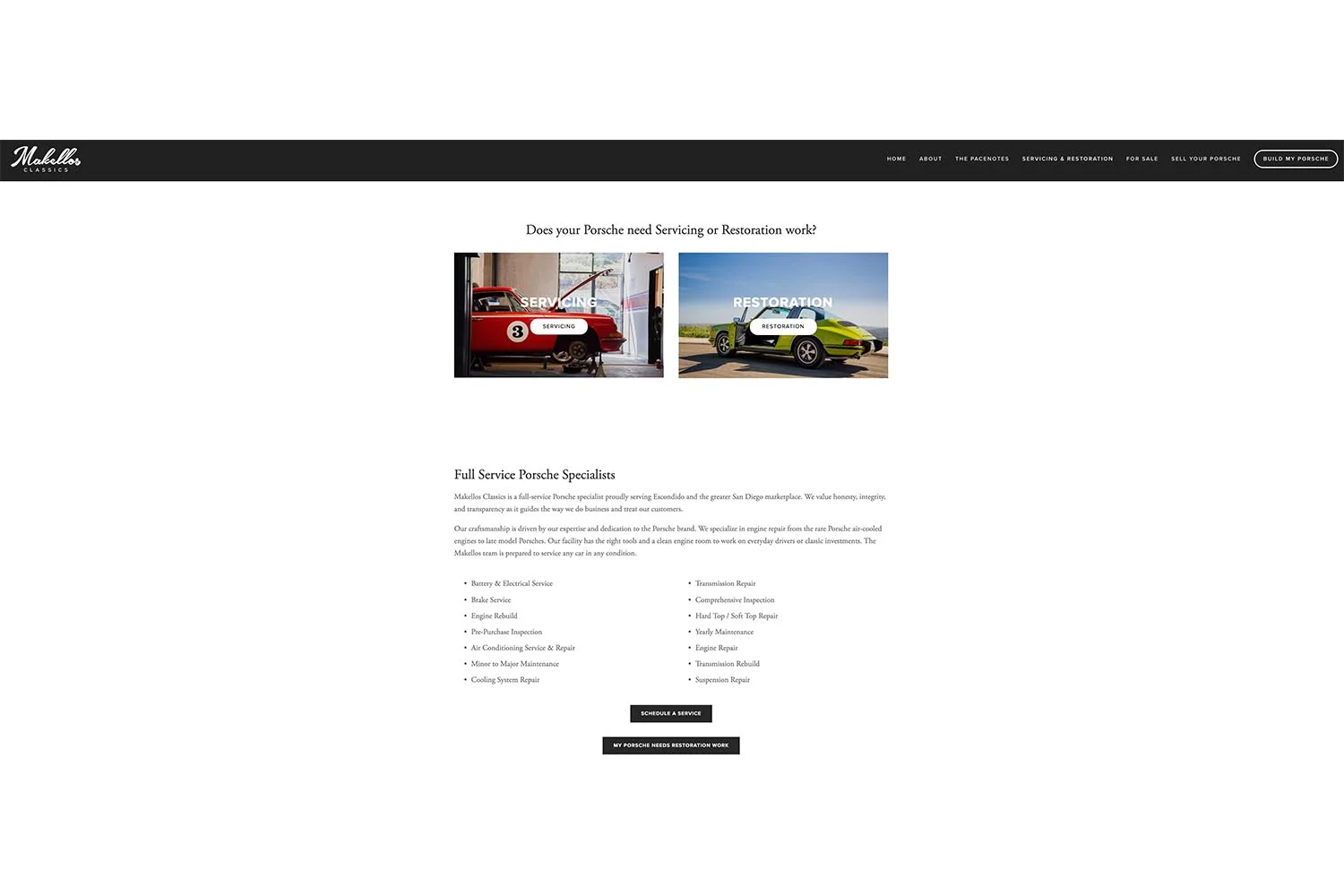 The New Servicing and Restoration Page