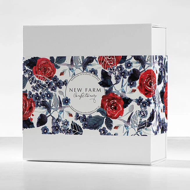 packaging illustration, packaging design, confectionery packaging, seasonal campaigns, surface pattern design, watercolour illustration, Australian illustrator, Valentines Day, Roses are red, Violets are blue