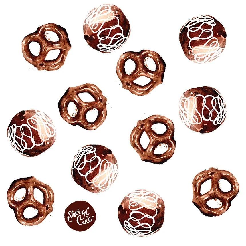 chocolate illustration, confectionery illustration, food illustration watercolour, packaging illustration, gift card design illustration, sweet treats artwork, product illustration, Australian illustrator, New Farm Confectionery illustration