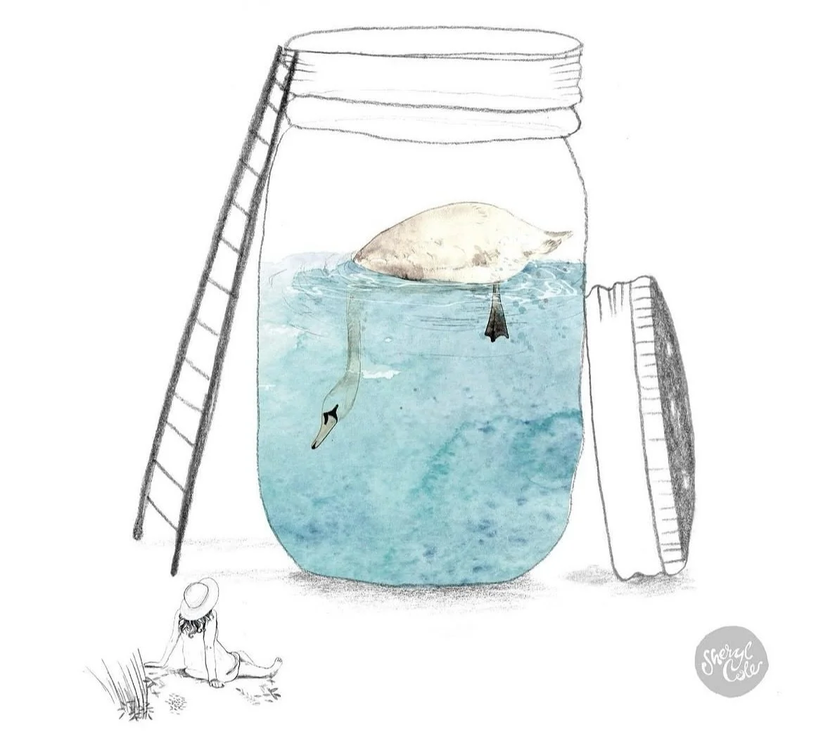 ARE YOU OK? 
💛💛💛
#areyouokday #jarseries #mentalhealth #fromthevault #mentalhealthawareness #sherylcoleart #notahobby #illustration #sketchbook #swan #illustrator #lookup #areyouok