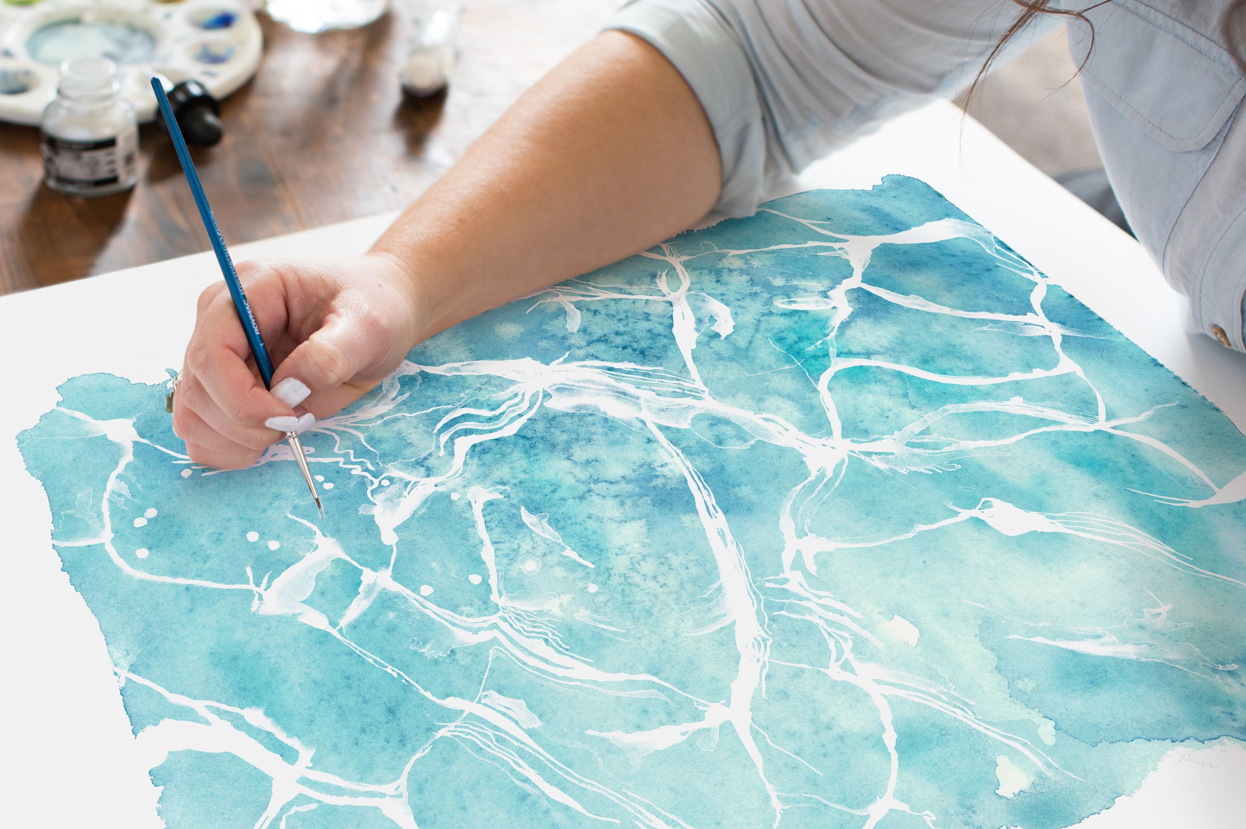 Ocean-inspired wellness artwork by Melbourne artist Sheryl Cole
