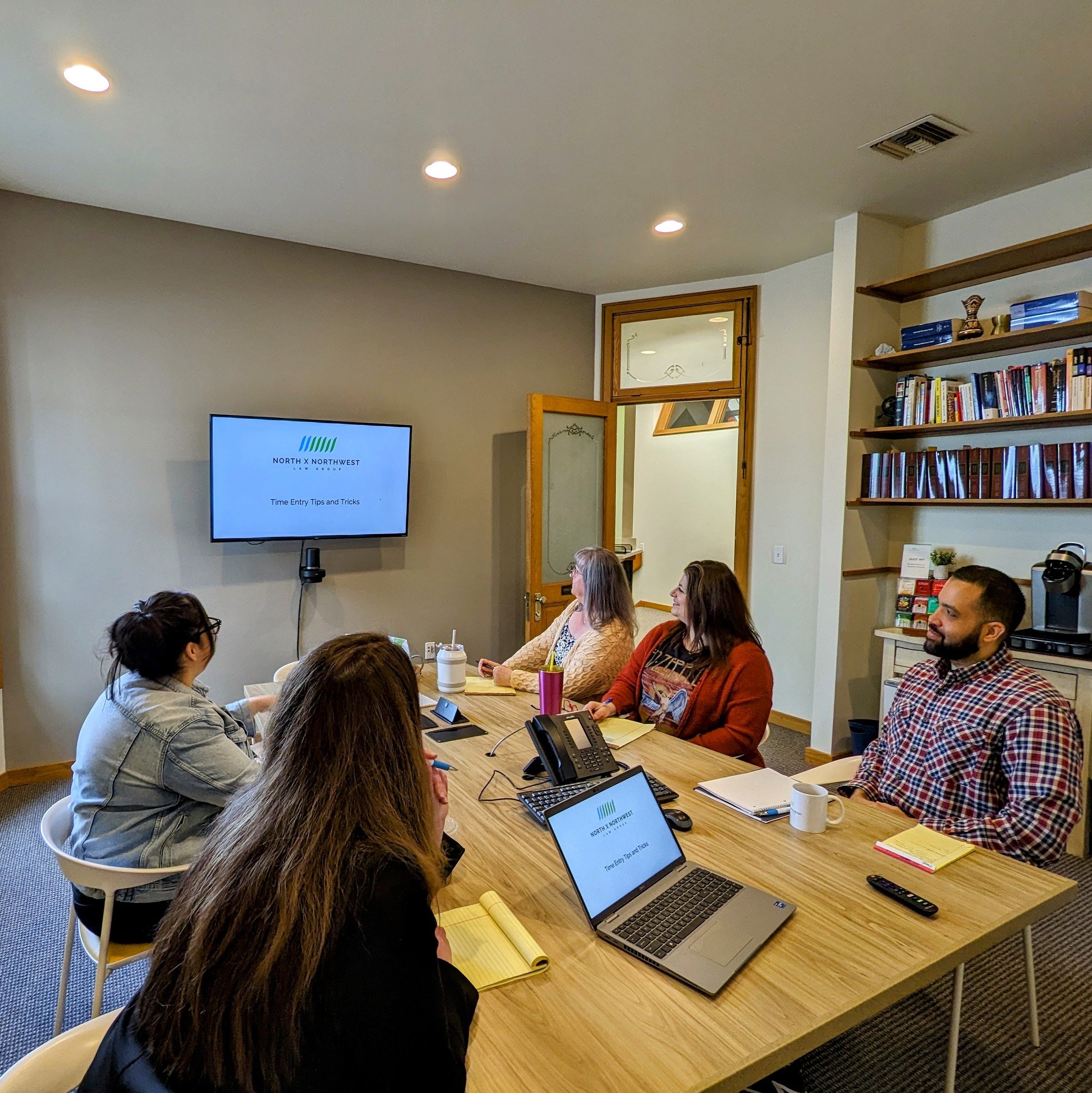 Every Friday the NxNW team gets together and we do a little 30 minute training. Topics range from the LLC formation process to imputed interest. Today we talked about how to improve our time entries. Learning is fun!

#lawfirm #tacomalawfirm #continu