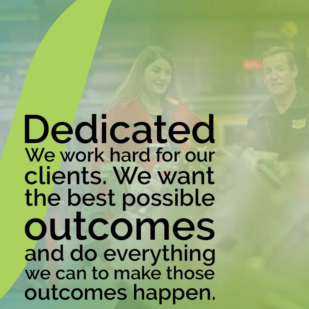 Our next value: dedicated. We are 100% here for our clients.