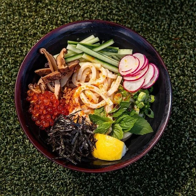 🚨 New Dish Alert!!! 🚨⁠⠀
⁠⠀
❄️❄️ Chilled Sesame-Ginger Udon! ❄️❄️
A refreshing bowl of chilled udon noodles tossed in a sesame-ginger sauce.😋 Finished with house made white kimchi, fresh cucumber, radish, pickled shiitake, wakame, scallion, chili o