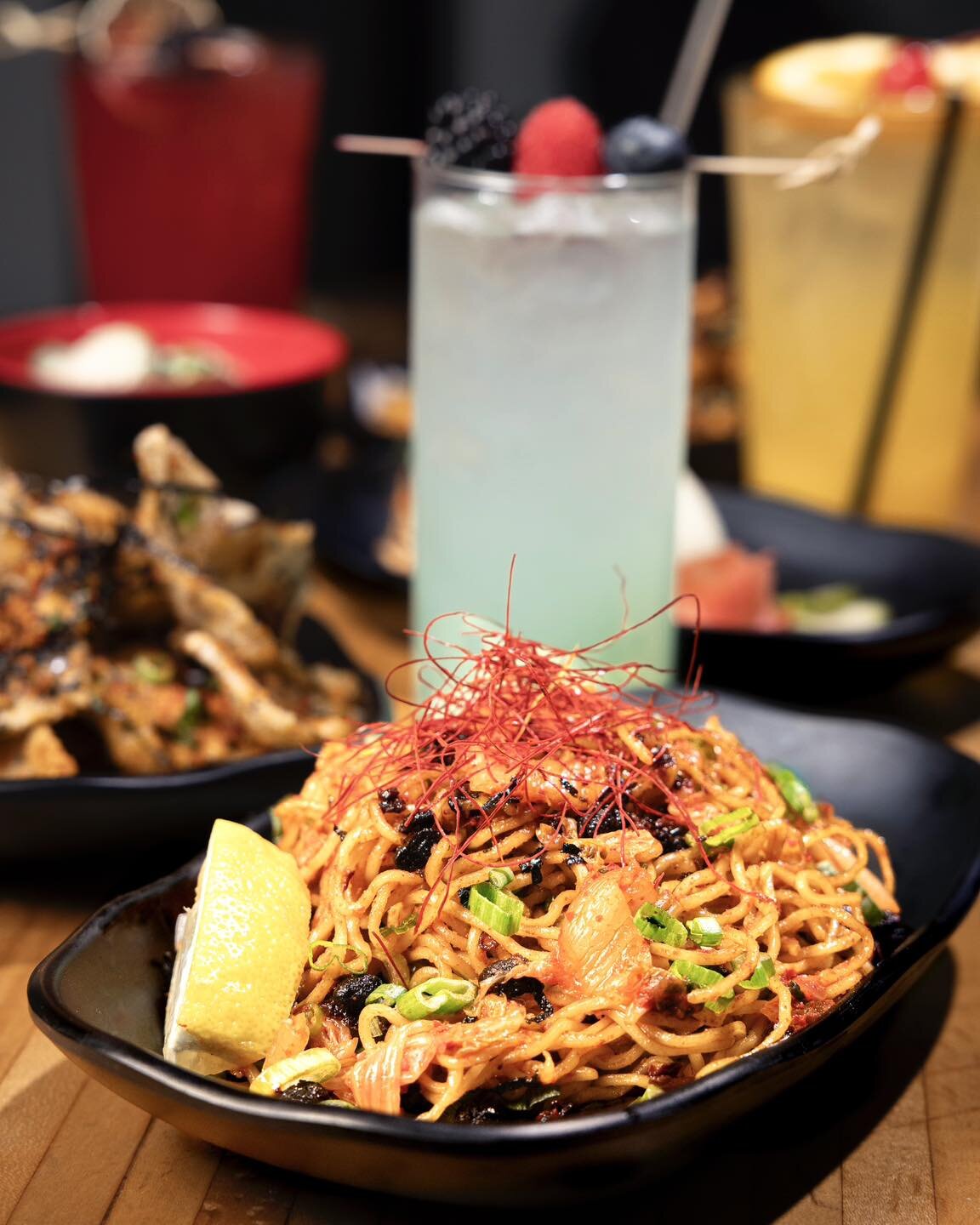 Afternoon Pick-Me-Up! Kimchi Yakisoba for only $5 during Happy Hour (3-6pm)! Treat yourself to some fiery flavor (without the burn on your wallet) #CocktailsandMocktails #ImaHappyHour