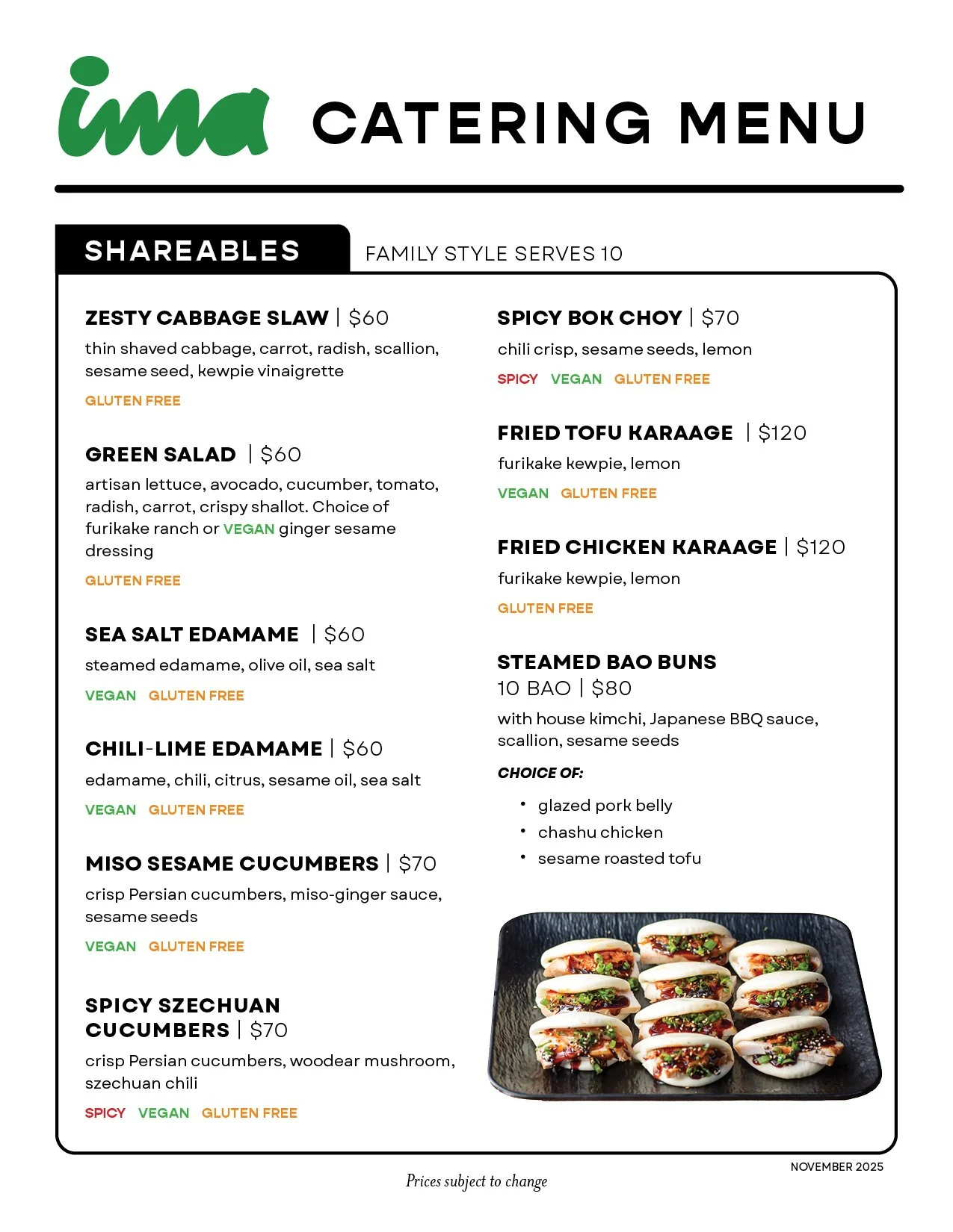November 2025 Menu