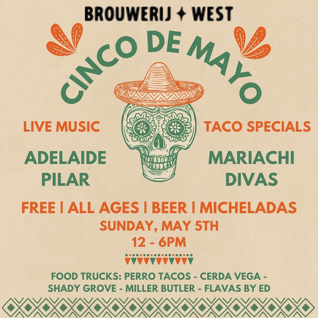 TODAY is our Cinco de Mayo Fiesta 💃 Our doors will open at 11am, see you soon 👋 

🎤 FREE, live music from @adelaidepilarmusic and @mariachidivas 
🎶 Beats by @king_steady_beat 
🌮 @cerdavegafoodtrucks, @perro_110, @shadygrovefoods, @millerbutler_s
