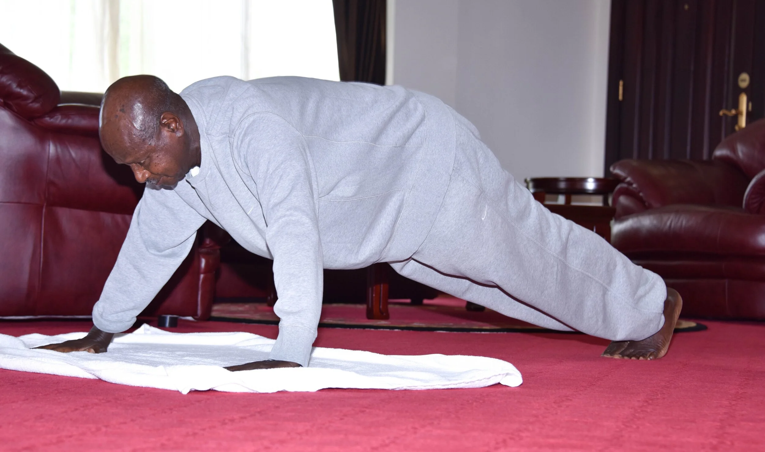 Uganda: Museveni makes home fitness video in office