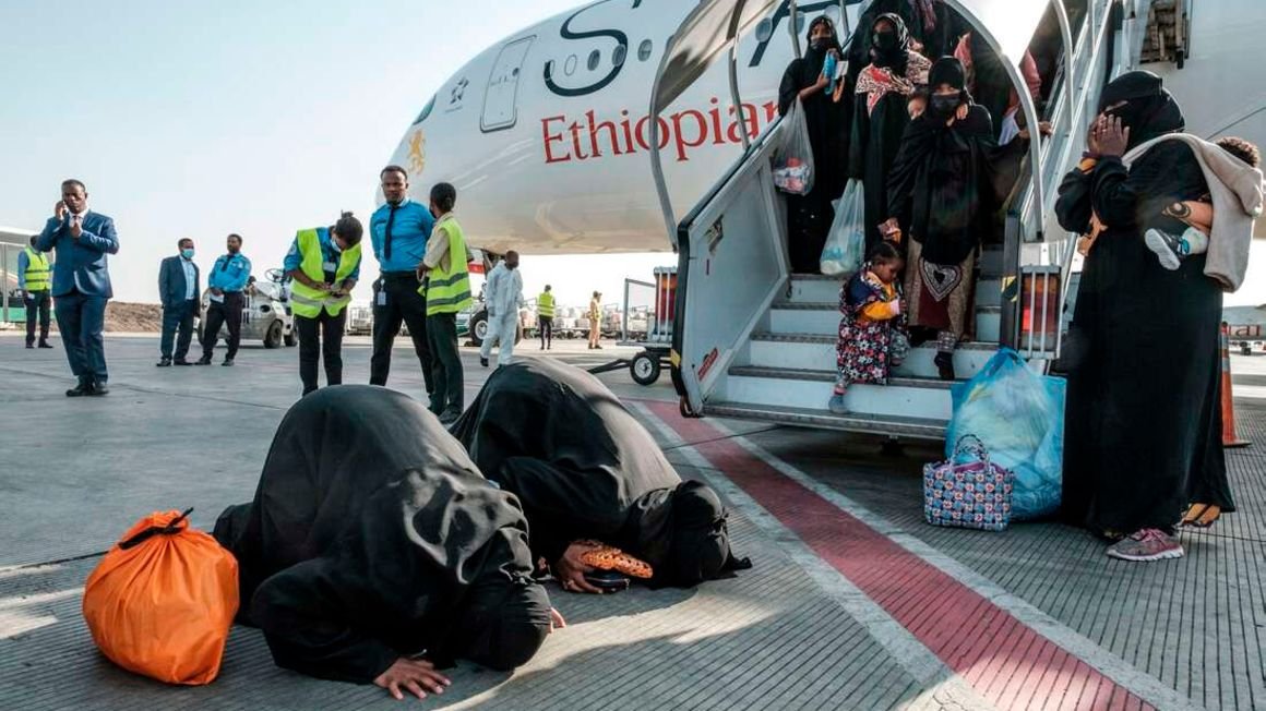 The first of 100,000 Ethiopians repatriated from Saudi Arabia