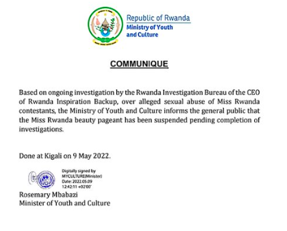 Miss Rwanda contest suspended amid rape claims