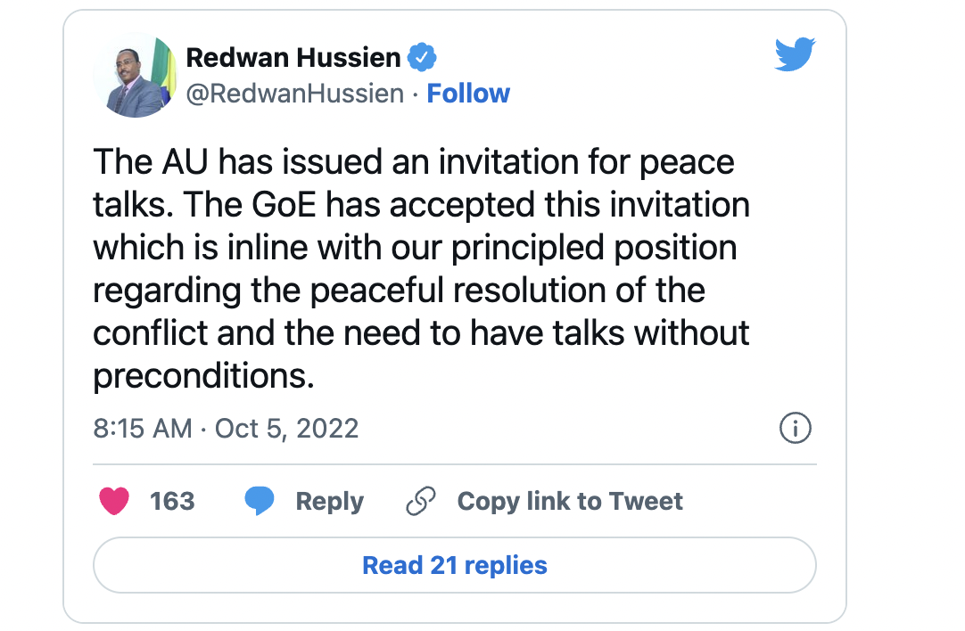 AU invites Ethiopia's warring rivals to peace talks