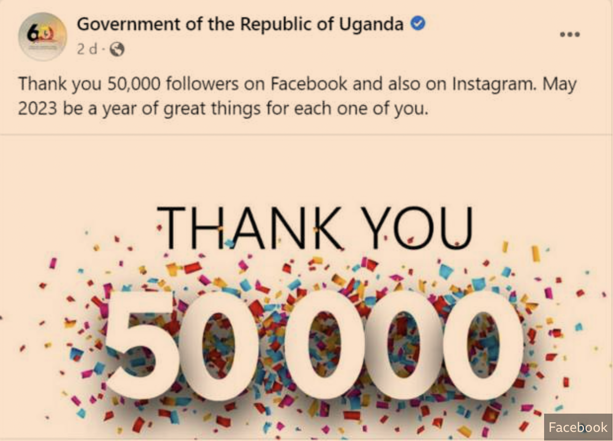 Uganda government uses banned Facebook to celebrate milestone