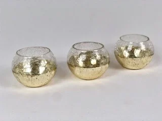 Crackled Gold Dipped Votive Tealights