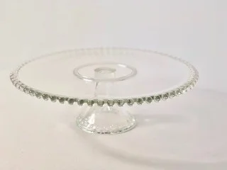 30 cm Beaded Edge Glass Cake Stand