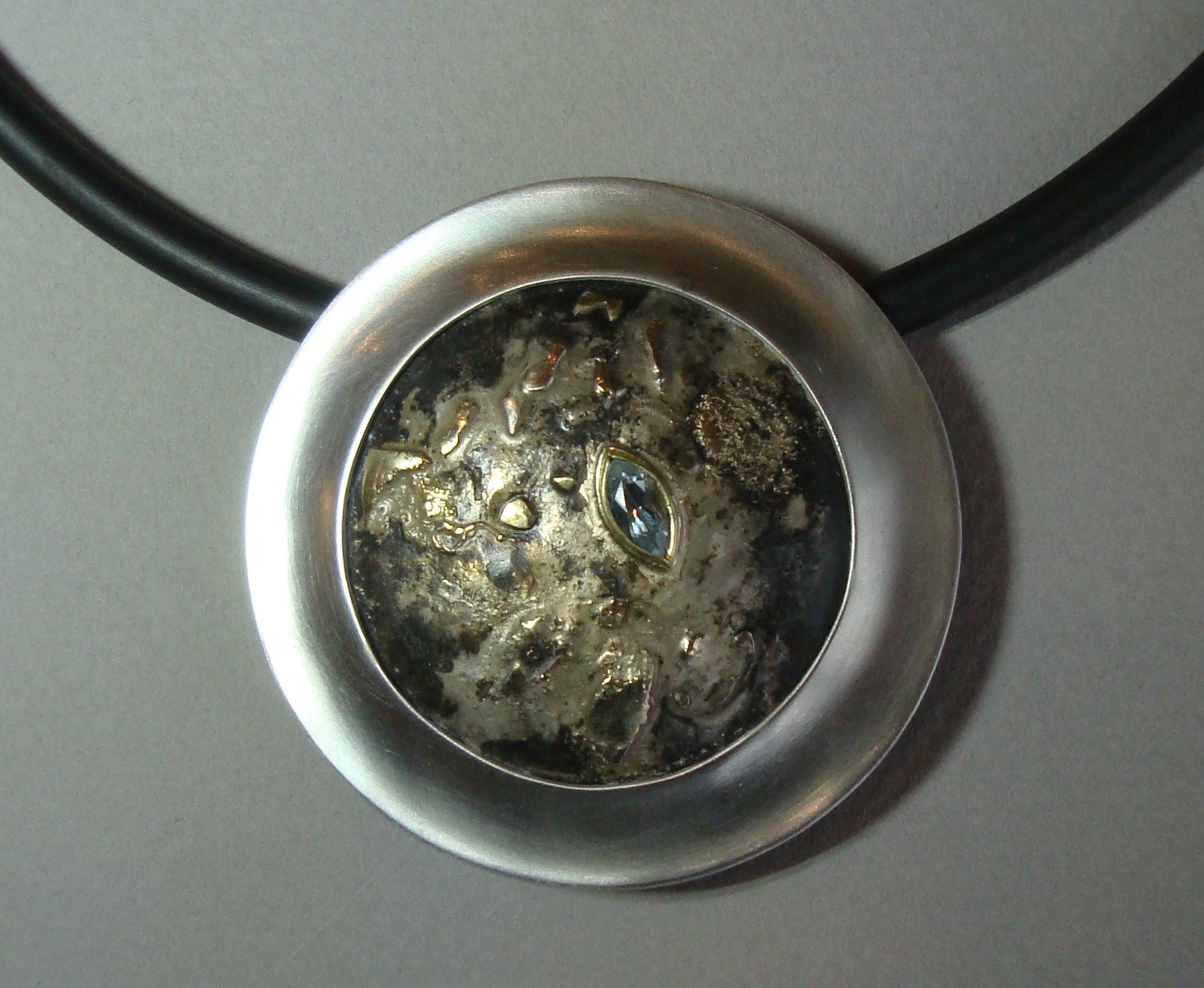 Silver 'Nebula' pendant with marquise aquamarine