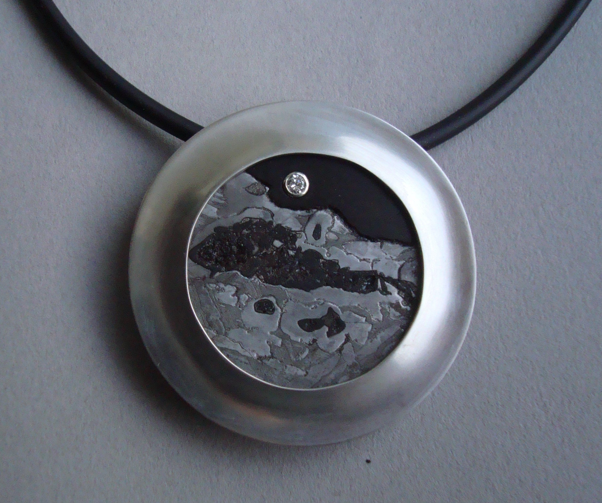 Meteorite And Silver Rectangular Necklace - All Birthstone™