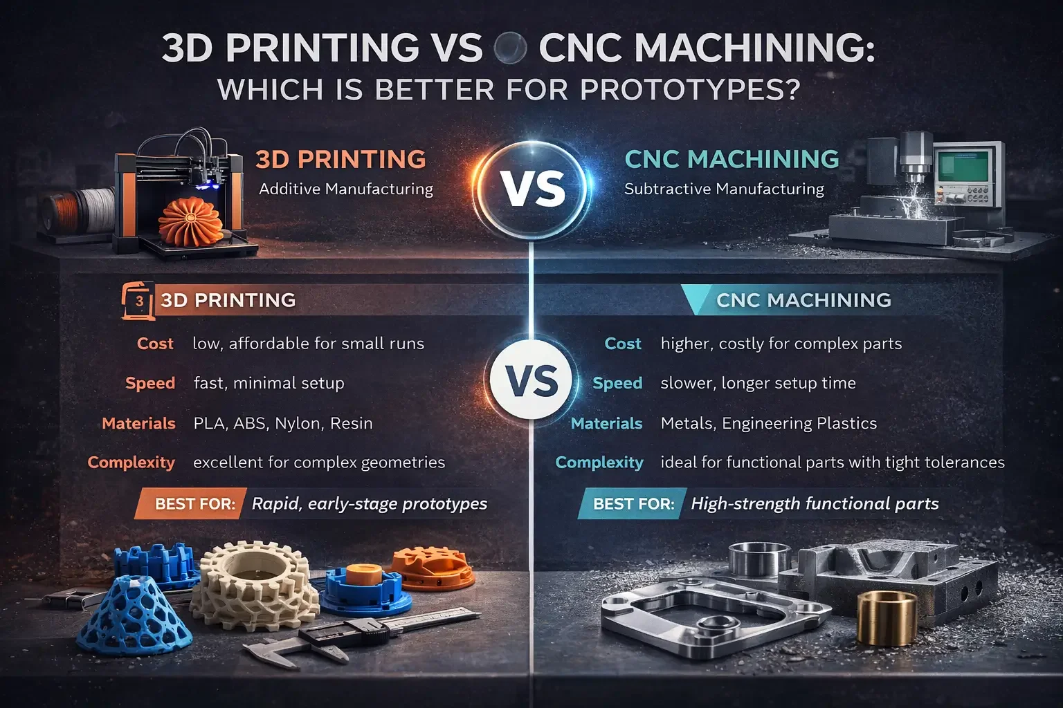 3D Printing vs CNC Machining