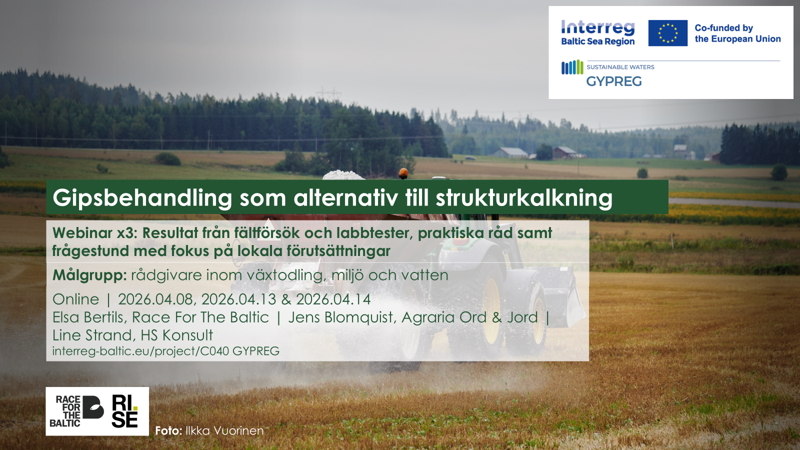 Webinar: Minskat näringsläckage från jordbruket genom förbättrad markstruktur – Gipsbehandling som alternativ till strukturkalkning