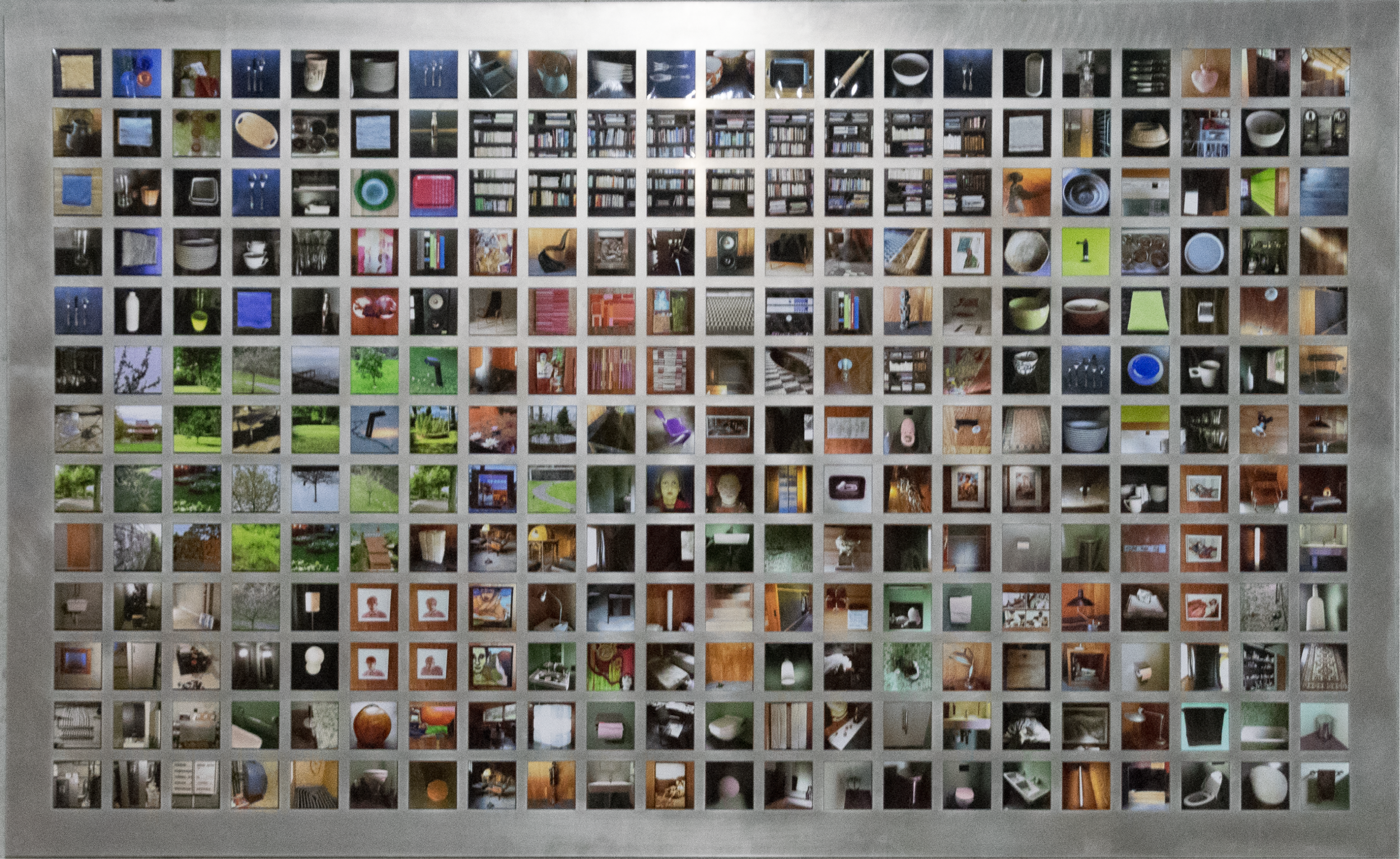 Power of seduction, 286 smartphone photographs in an aluminium frame, 144cm x 234cm