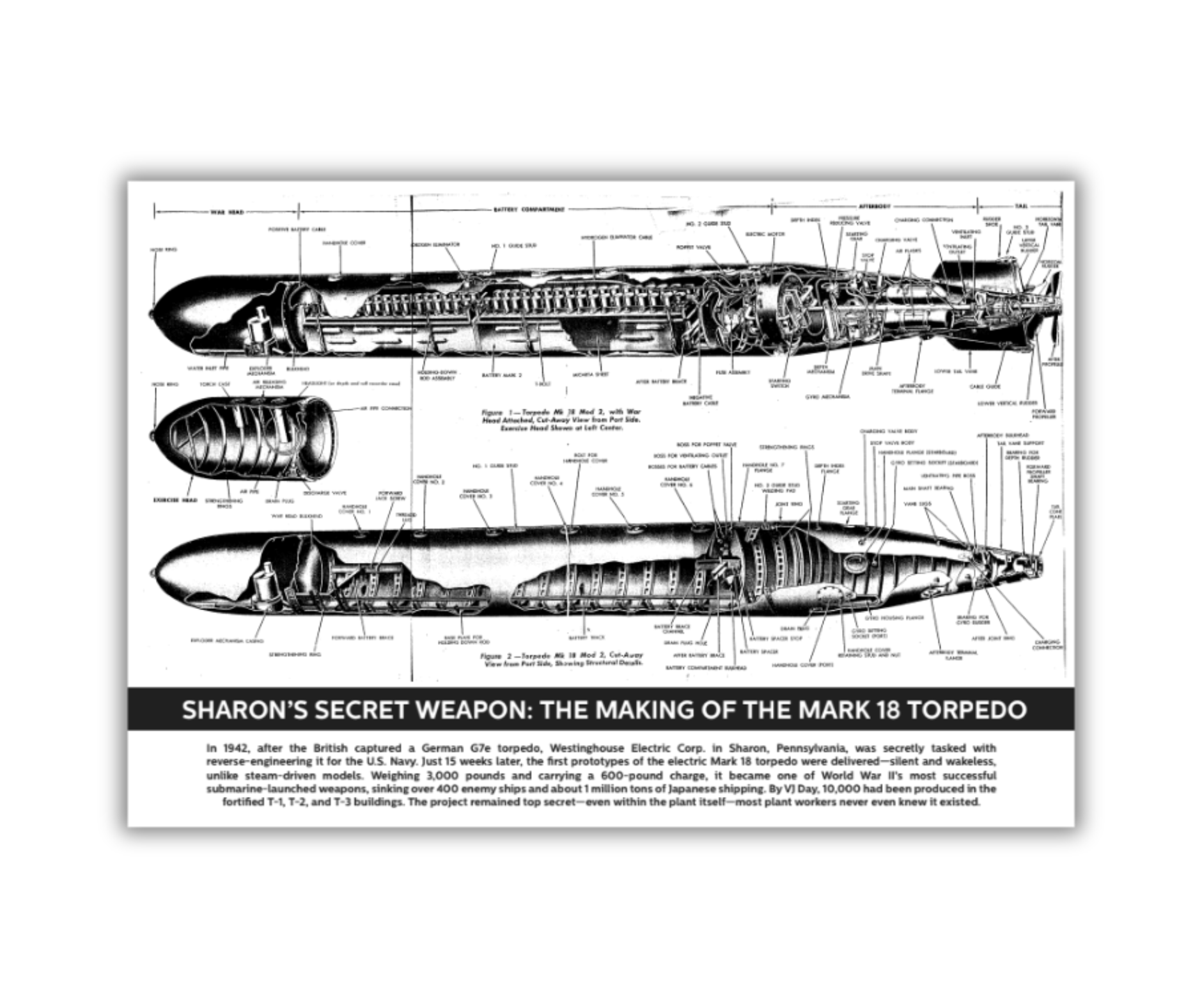 Mark 18 Torpedo Blueprint Poster – "Sharon’s Secret Weapon"