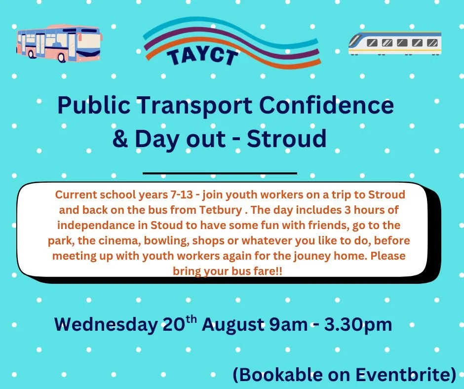 The aim of this supported trip is to allow young people to feel more confident in how they can use public transport to access some of the larger towns and facilities surrounding Tetbury and to support parents to allow children to take those first ste