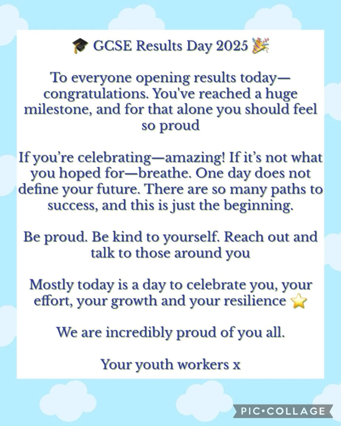 https://www.youngminds.org.uk/young-person/blog/tips-to-help-you-prepare-for-results-day/

https://uat-ym.youngminds.org.uk/young-person/youngminds-textline/

https://www.childline.org.uk/info-advice/school-college-and-work/school-college/exam-stress