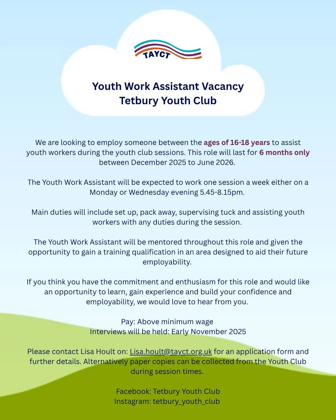 ๐Work placement opportunity for a young person aged 16-18 years