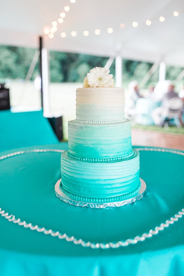 Ombre Turquoise Wedding Cake