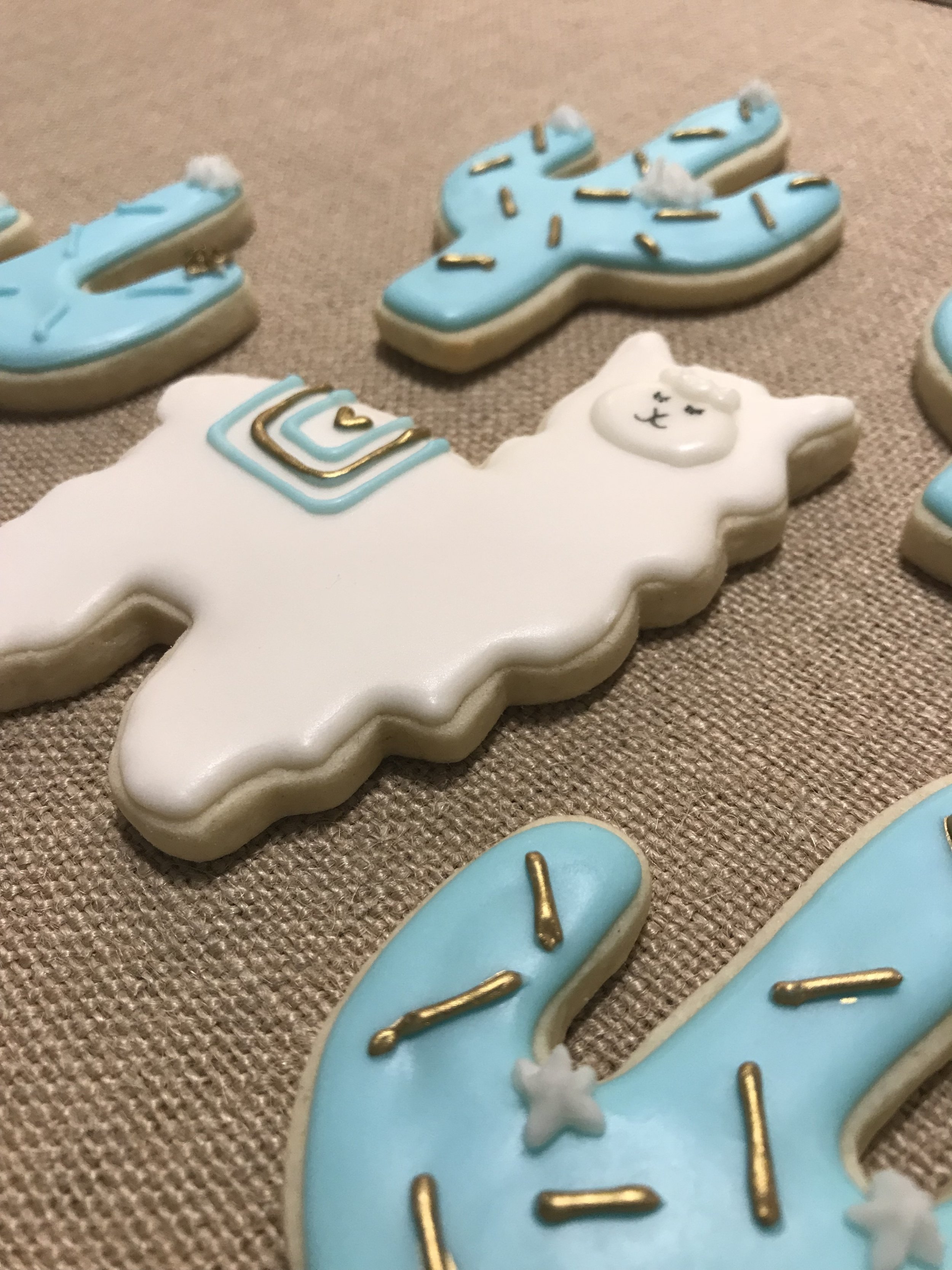 Llama & Blue Cactus Sugar Cookies