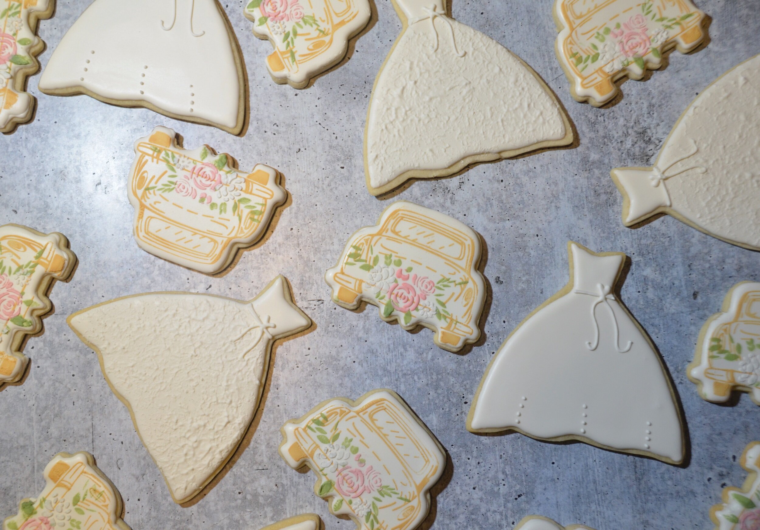 Vintage Car Drive By Bridal Shower Cookies