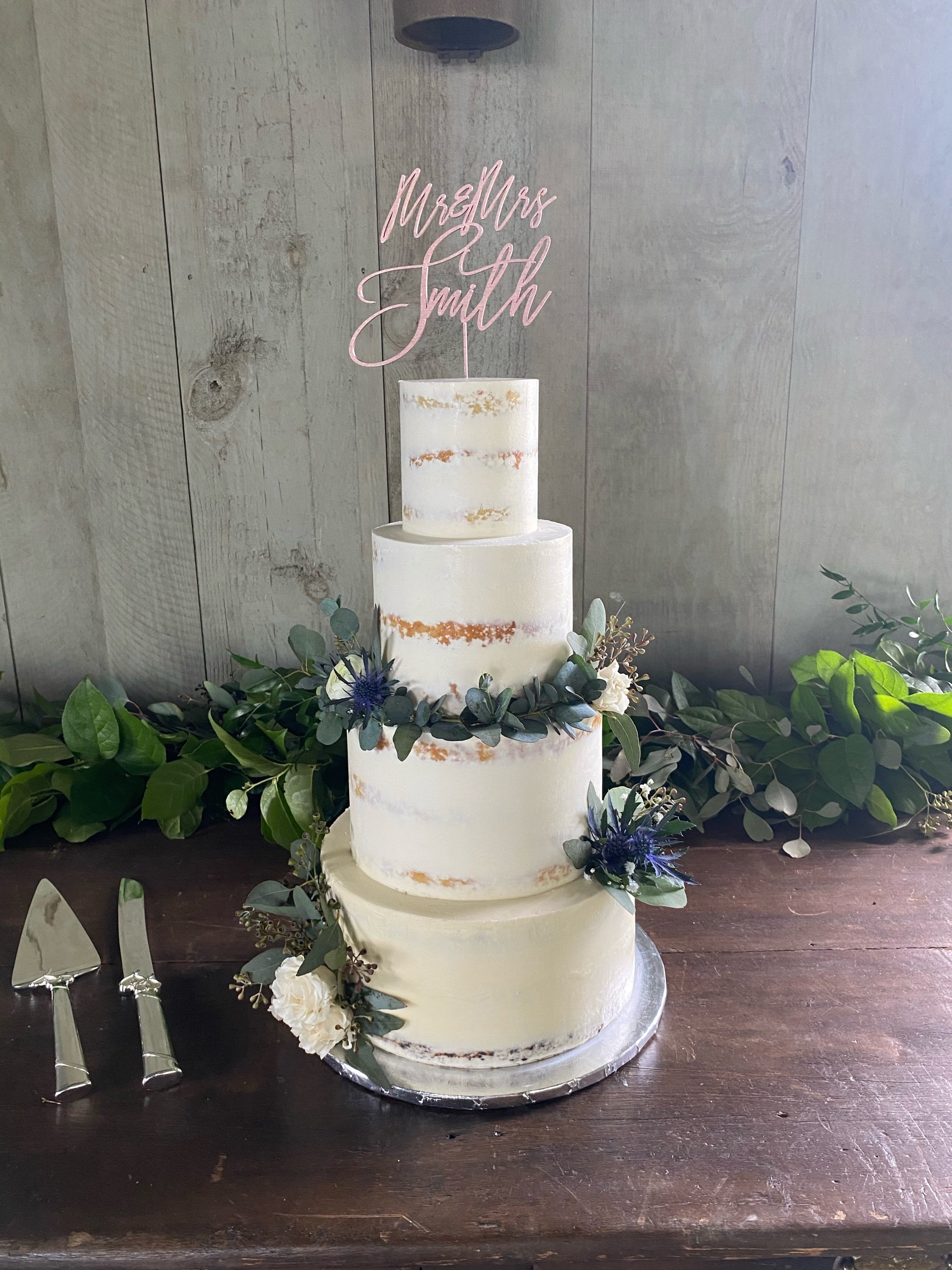 Tall Semi Naked Wedding Cake