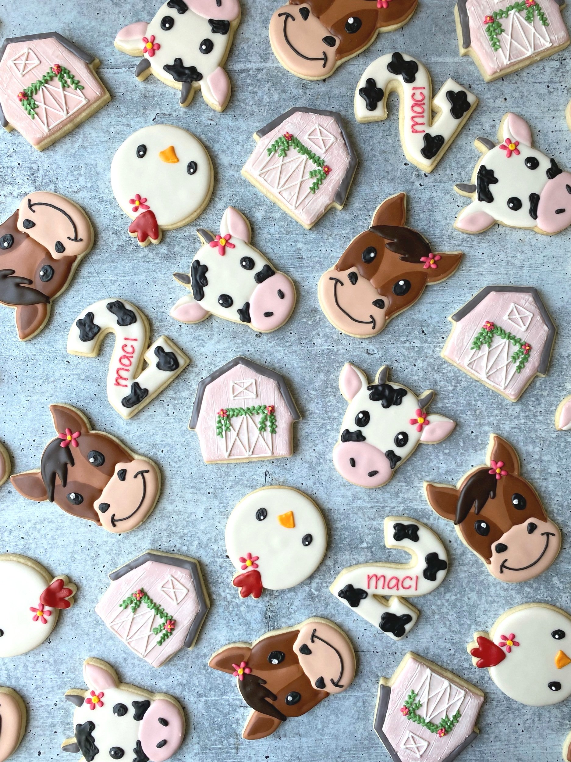 Farm Animal 2nd Birthday Cookies