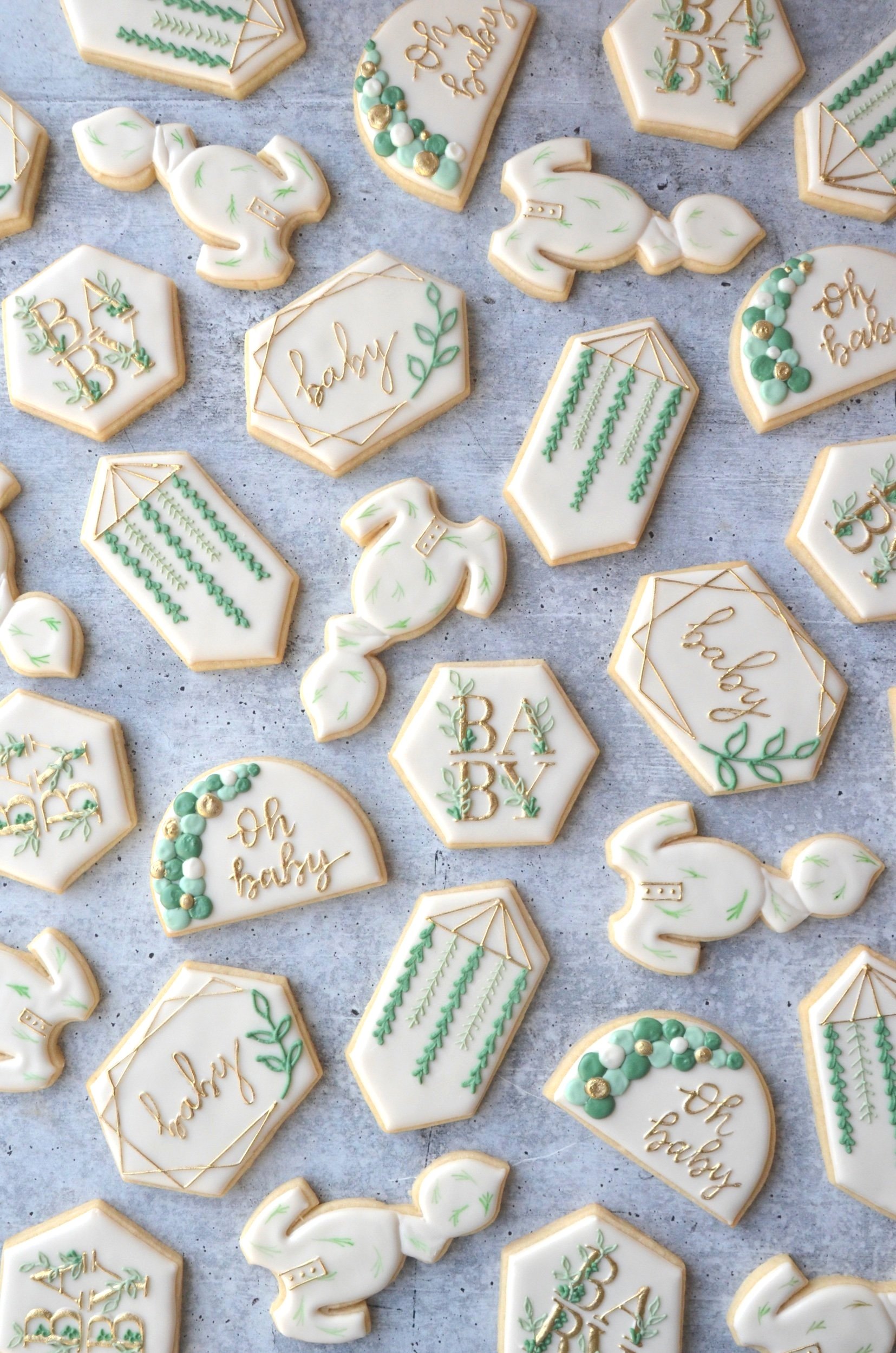 Greenery Baby Shower Cookies