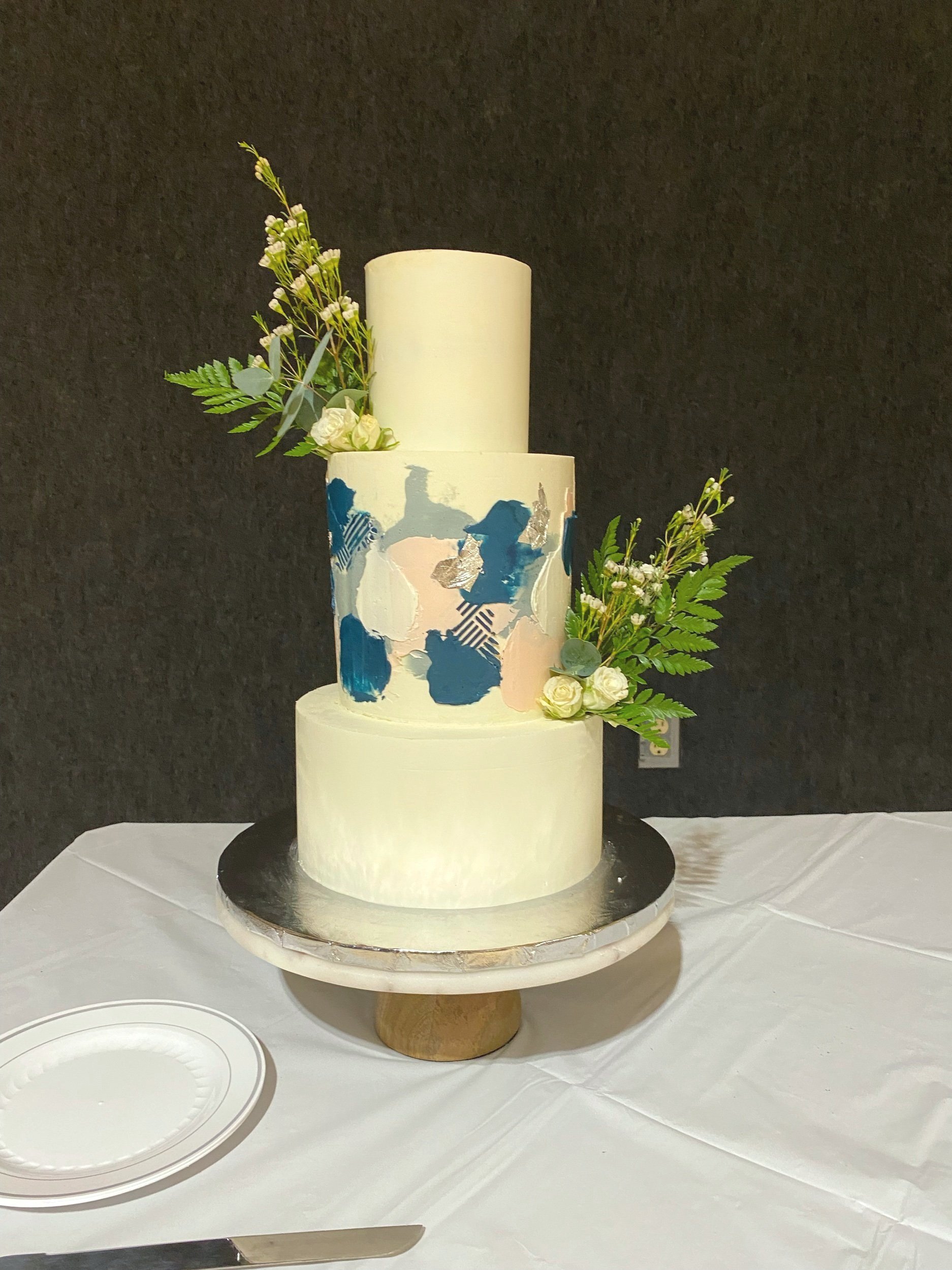 Navy & Blush Statement Wedding Cake