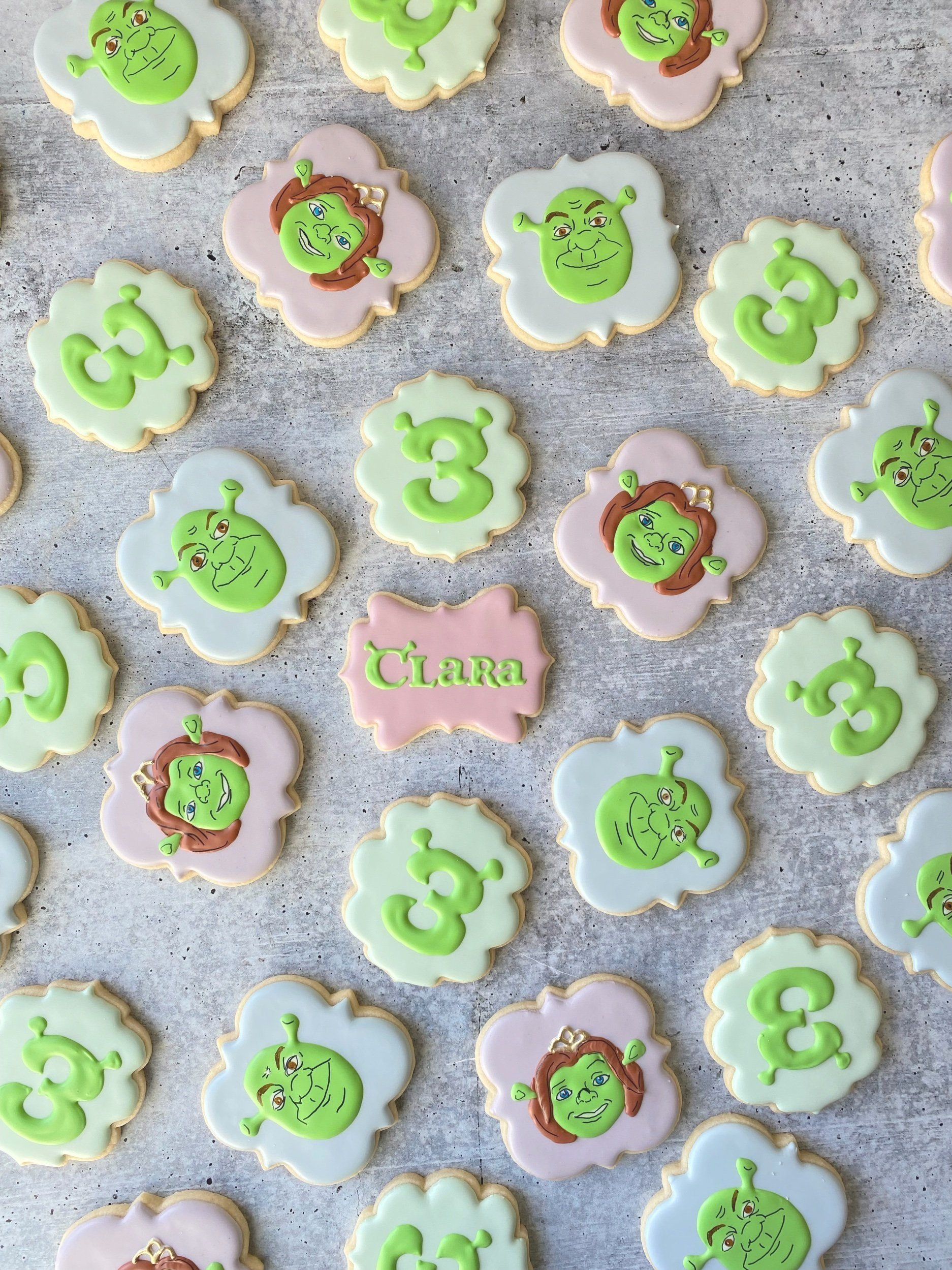 Shrek 3rd Birthday cookies