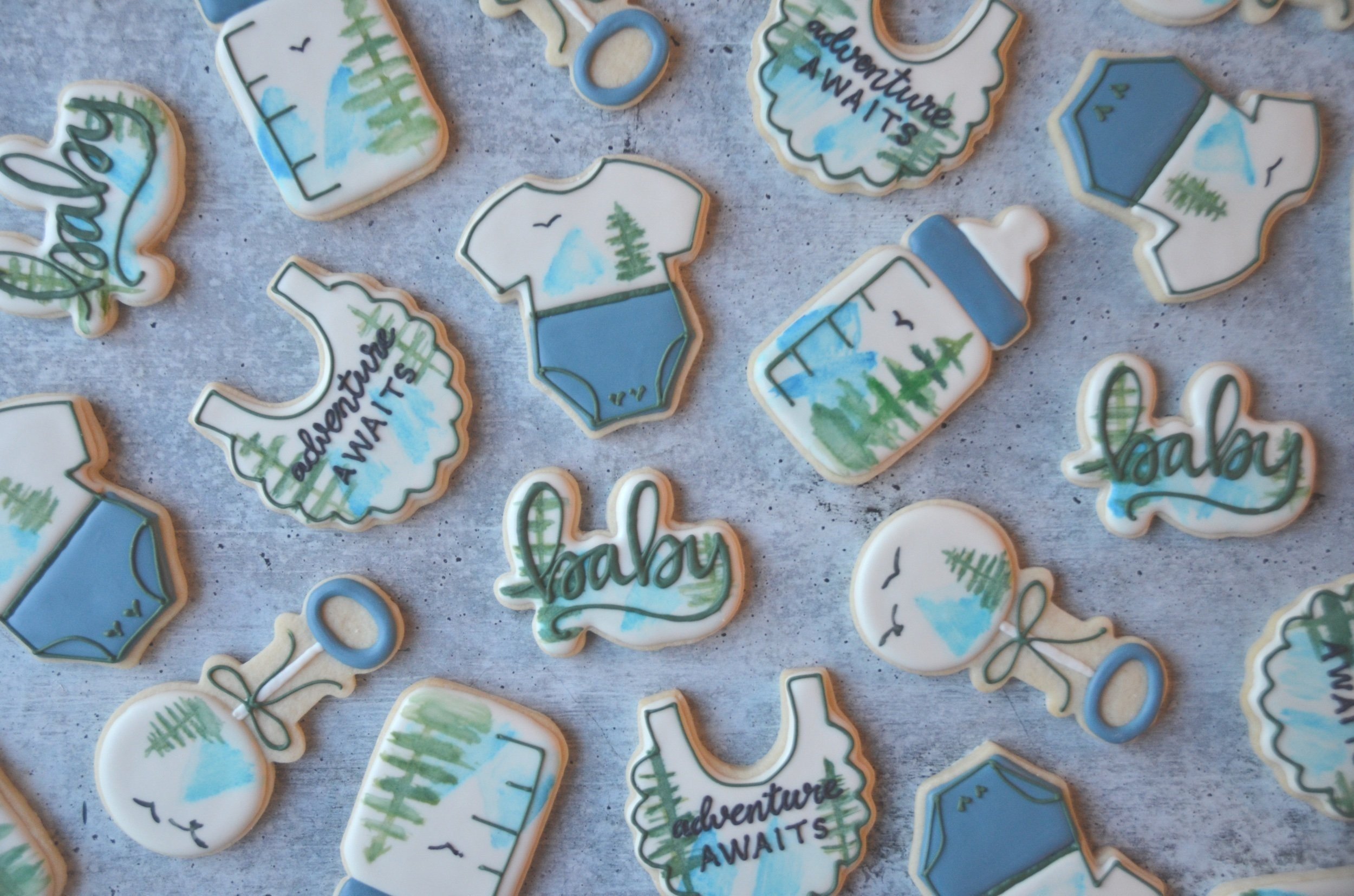 Adventure Awaits Baby Shower Cookies