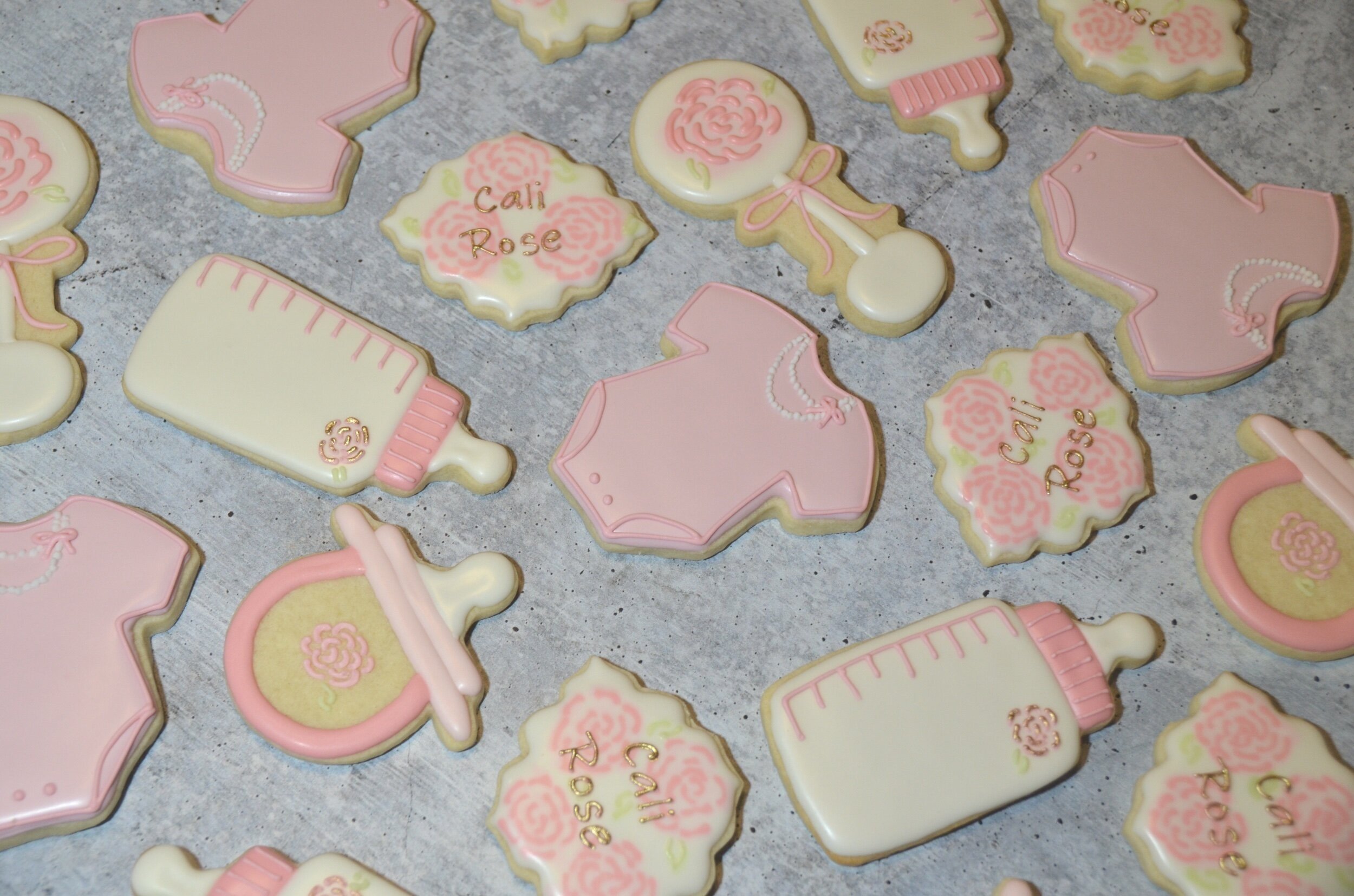 Rose Baby Shower Cookies