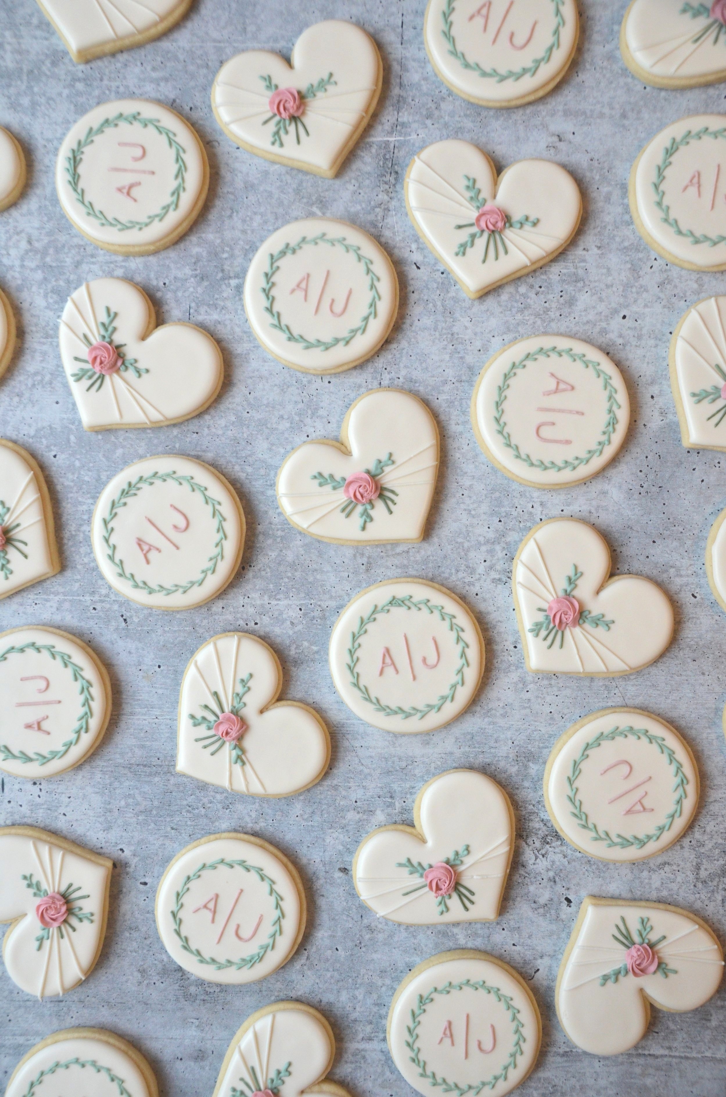 A + J Wedding Cookies