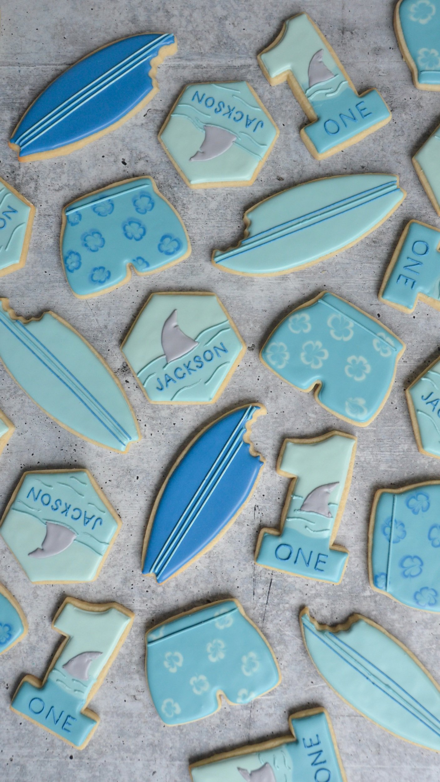 shark birthday cookies
