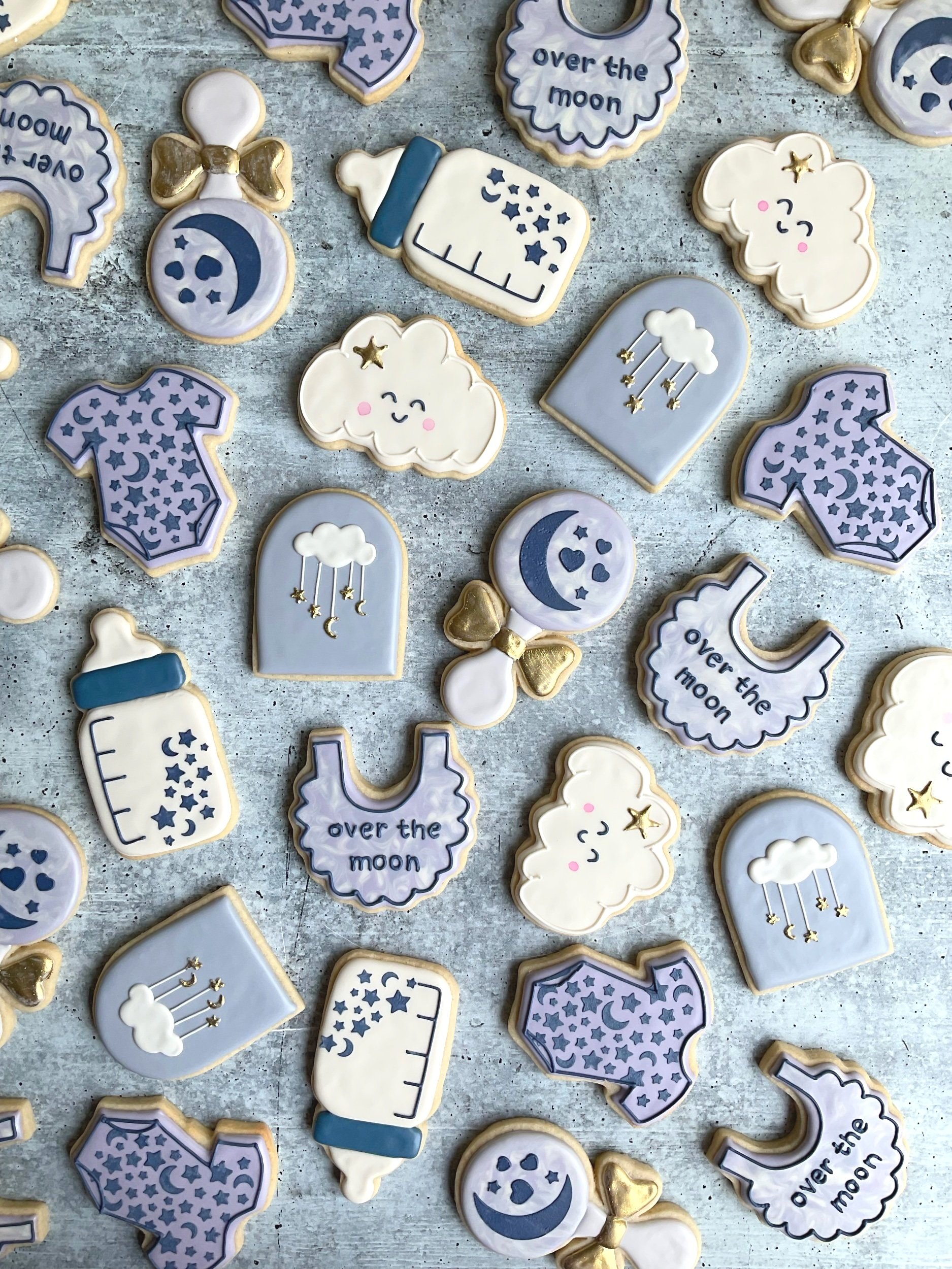 Over the Moon Baby Shower Cookies